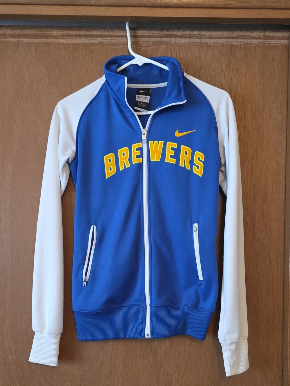 Nike Blue and White Brewers Full-Zip Track Jacket
